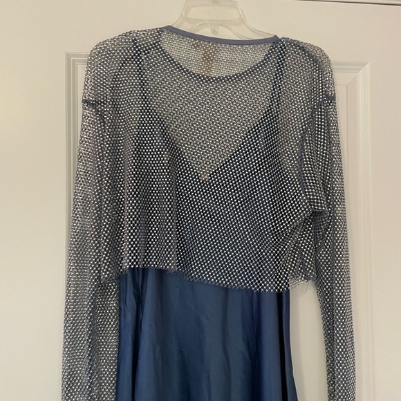 NWT Anthropologie DOLAN Mesh Slip Twofer Midi Dress in Ice Blue - Picture 15 of 15